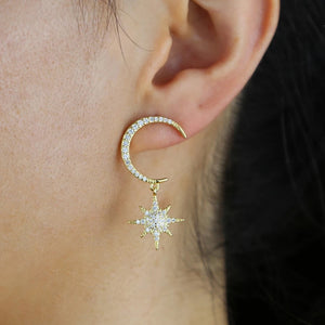 Aretes Luna y Estrella Circonias