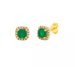 Aretes Rectángulo Verde Circonias