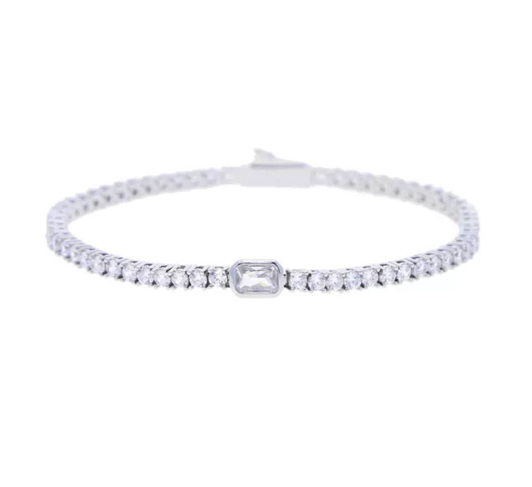 Pulsera Tennis Rectángulo Plata