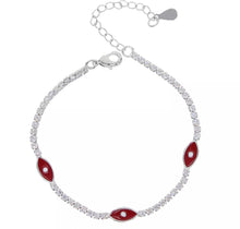 Cargar imagen en el visor de la galería, Pulsera Tennis Ojo Turco Roja
