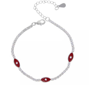 Pulsera Tennis Ojo Turco Roja