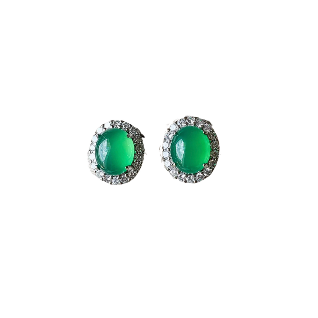 Aretes Oval Verde Esmeralda