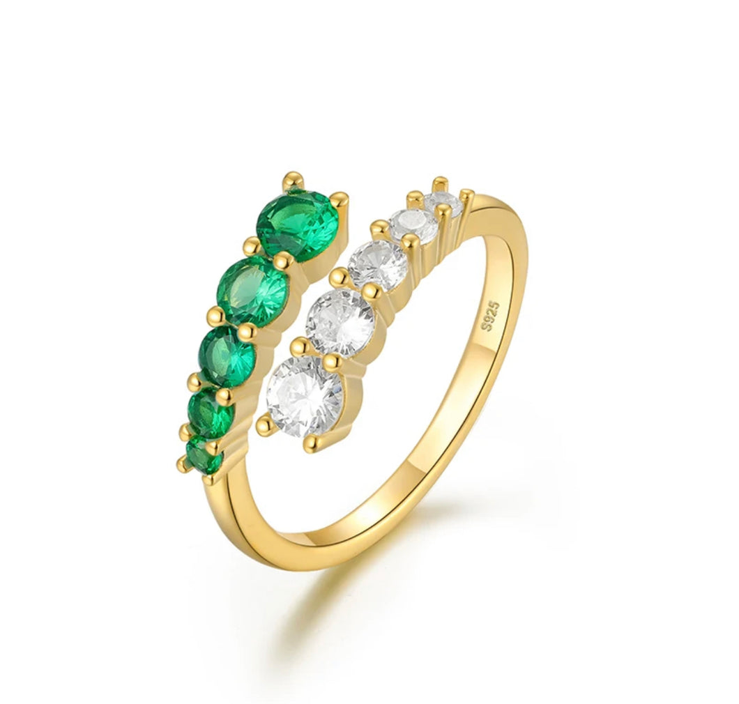 Anillo Ajustable Verde CZ