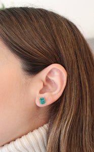 Aretes Rectángulo Verde Esmeralda