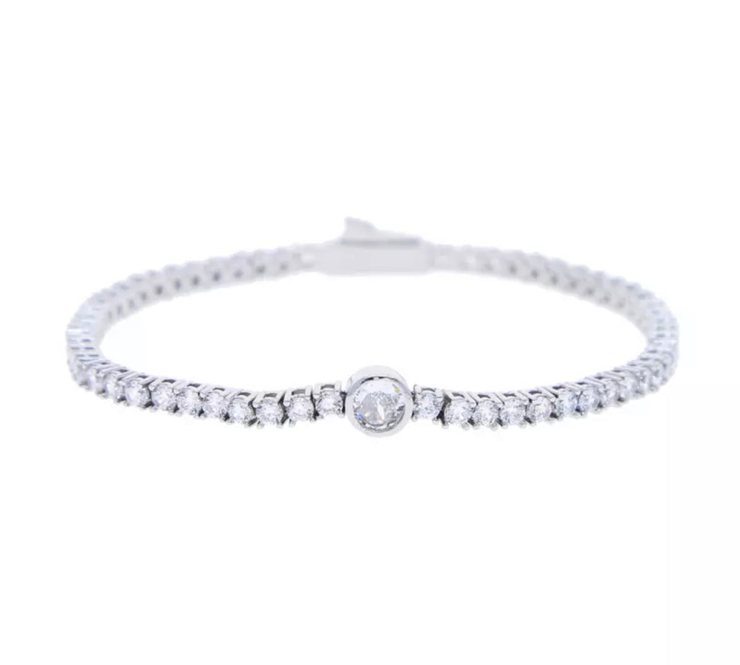 Pulsera Tennis Círculo Plata