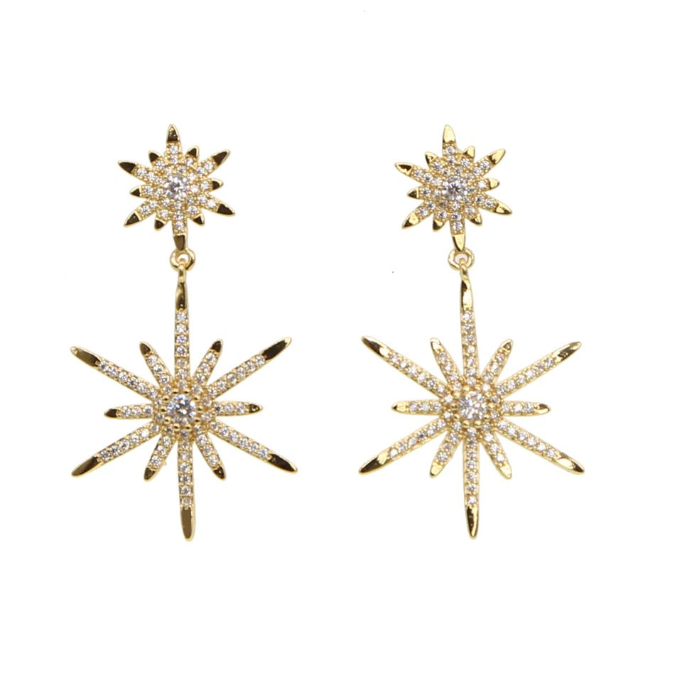 Aretes Doble Estrellas Circonias