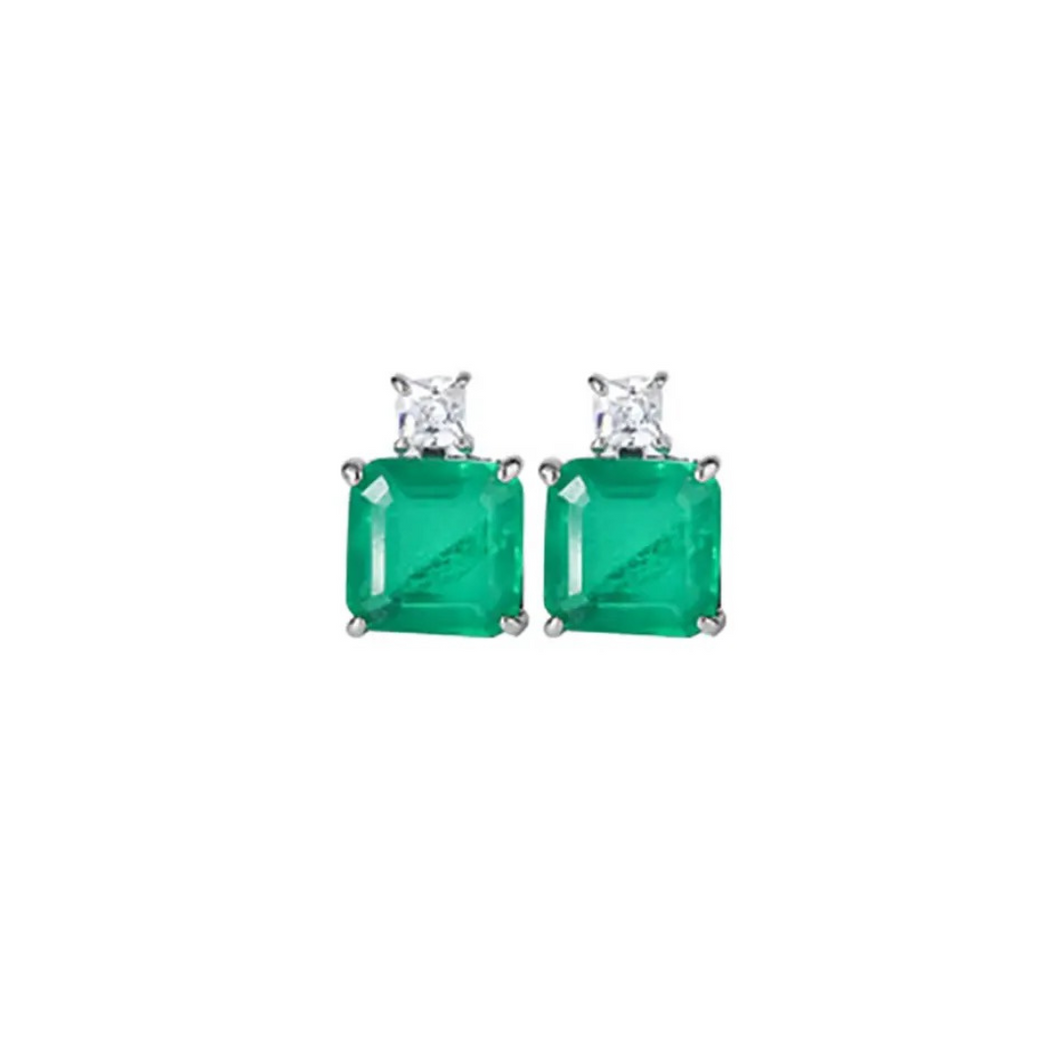 Aretes Cuadrado Verde Esmeralda