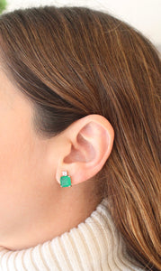 Aretes Cuadrado Verde Esmeralda